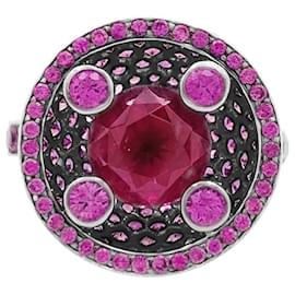 Boucheron Ring, "Liz" or noirci, Turmaline und rosa Saphire.