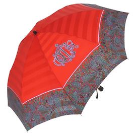 Christian Dior Folding Umbrella Polyester Made by Kanebo Red Gold Auth 184395M