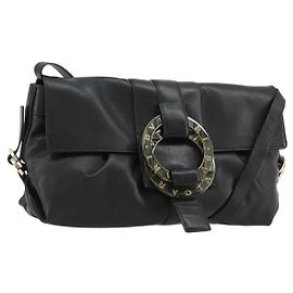 Bulgari Borsa a Spalla BVLGARI Chandra in Pelle Nera e Oro Auth 183888A