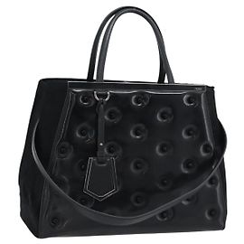 FENDI Handtasche Lackleder 2-Wege Schwarz Silber Auth 184926A