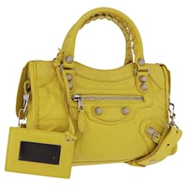 BALENCIAGA Giant Mini City Hand Bag Leather 2way Yellow 309544 Auth 185403M - Balenciaga