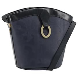 Borsa a tracolla Christian Dior Trotter Canvas PVC Blu Navy Oro Auth BA13388A