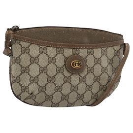 Borsa a tracolla GUCCI GG Supreme PVC Beige Oro 904 02 020 Auth 184952