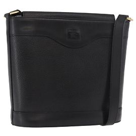 Borsa a Spalla Burberry in Pelle Nera con Dettagli Oro Auth ep14701