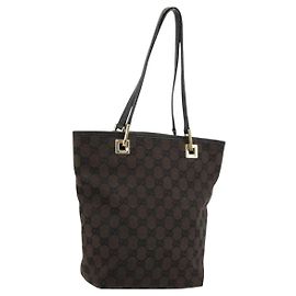 Borsa GUCCI GG Canvas Nera Oro 002 1099 Auth ka4695