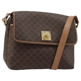 Céline Borsa a tracolla CELINE in tela Macadam PVC Pelle Marrone Oro Auth bs35574