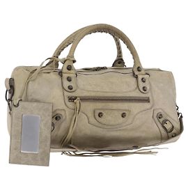 BALENCIAGA Tzigie Handtasche aus Leder 2way Beige 128523 Auth 185359V