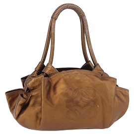 Borsa LOEWE Anagram Nappa Aire in pelle Gold Auth 185016A