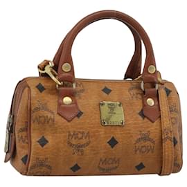 Borsa Mini Boston MCM Logogram Vicetos in PVC 2way Marrone Oro Auth 185458