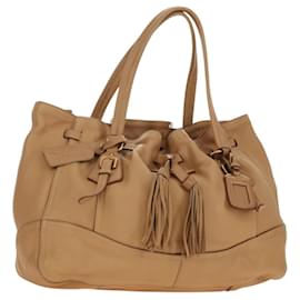 Borsa Tote PRADA in pelle beige oro Auth 184582V - Prada