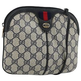 Borsa GUCCI GG Supreme Sherry Line PVC Blu Navy Oro Rosso 904 02 047 Auth ka4673