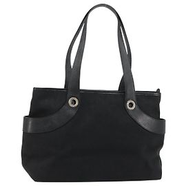 Bulgari Borsa a mano BVLGARI in tela e pelle nera argento ka4682