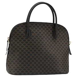 Céline Borsa CELINE Macadam Canvas PVC Pelle Nera Oro Auth 185132A