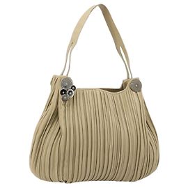 Bulgari Borsa a Spalla BVLGARI in Pelle Beige Argento Auth 185072A