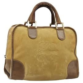 Bolso LOEWE Anagram Amazonas de Cuero Beige Oro Auth 185279