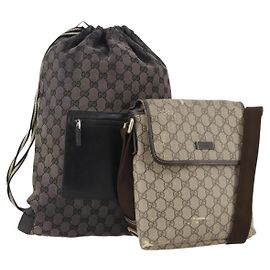 Borsa GUCCI GG Canvas GG Supreme in PVC 2 Set Nero Beige Auth 184052