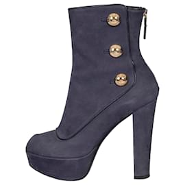 Botines de ante gris de punta abierta Louis Vuitton EU 38 de segunda mano