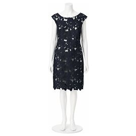 Vestido de corte recto en encaje floral negro Vera Wang