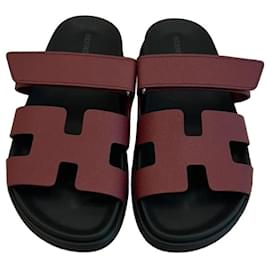 Sandali Hermès Chypre in pelle bordeaux