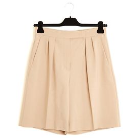 Max Mara Tailleur Sartoriale Bermuda FR40 Beige Lana Pantaloni Corti Lunghi UK12 US10