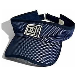 Visera de Tenis Chanel 2003 Azul Marino Terry CC Logo Sport