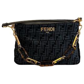 Fendi O'Lock Handtasche aus blauem FF Canvas