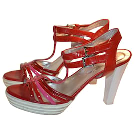 Sandali Hogan in vernice rossa con plateau