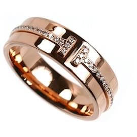 Tiffany 18K Pink Gold T Two Narrow Wide Ring with Diamonds - Tiffany & Co