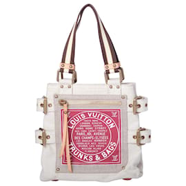 Borsa Cabas Pm Globe in tela rossa Louis Vuitton