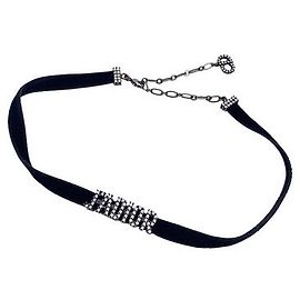 Dior Gargantilla Christian en terciopelo negro con strass J'A