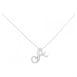 Autre Marque Collana con Iniziale A in Oro Bianco Au750 e Diamanti