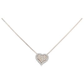 Autre Marque Collar de corazón de diamantes bicolore oro rosa y oro blanco Au750