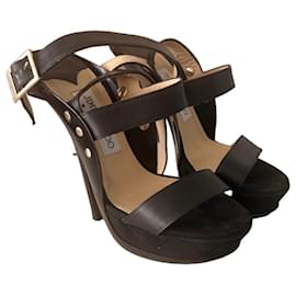 Jimmy Choo Sandalen mit Absatz aus Leder und Wildleder in Schwarz