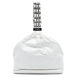 Borsa Hobo Chanel White CC Lambskin Rock and Chain