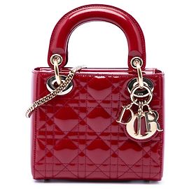 Lady Dior mini in vernice cannage rosso