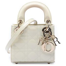 Dior White Micro Patent Cannage Lady Dior