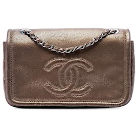 Chanel Brown Small Metallic Caviar CC Timeless Flap