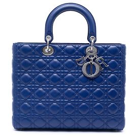 Lady Dior aus Lammleder Cannage Blau groß