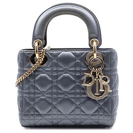 Lady Dior Mini in raso grigio con cristalli Swarovski Cannage