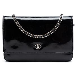 Portafoglio Chanel Black CC Patent On Chain
