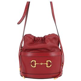 Borsa a secchiello Gucci 1955 Horsebit in pelle di vitello rossa