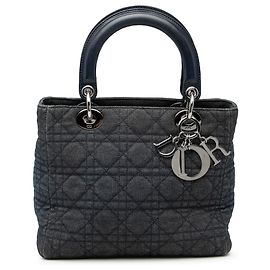 Lady Dior in denim blu cannage taglia Medium