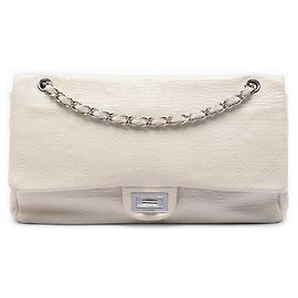 Chanel White Maxi Embossed Calfskin 31 Rue Cambon Reissue 2.55 Double Flap
