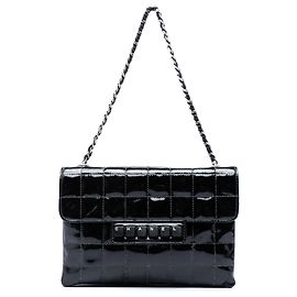 Chanel Black Chocolate Bar Patent Digital Flap