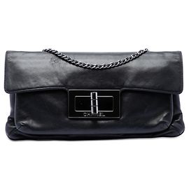 Chanel Black Lambskin Giant Mademoiselle Turnlock Flap