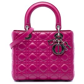 Lady Dior aus Lammleder Cannage in Rosa, Größe Medium