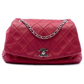 Chanel Red Quilted Calfskin CC Curvy Flap