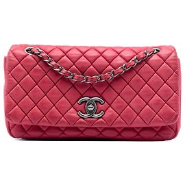 Chanel Red Small Quilted Iridescent Calfskin New Bubble Flap