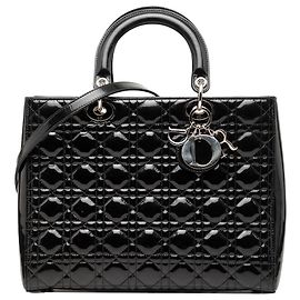 Dior Black Large Patent Cannage Lady Dior