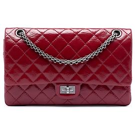 Chanel Red Quilted Crinkled Patent Reissue 2.55 Double Flap 226